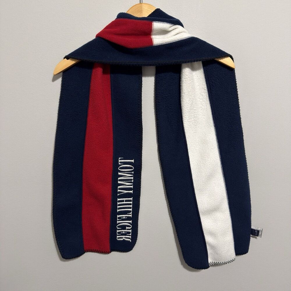 Vtg Tommy Hilfiger Red White Blue Scarf Large 58 X 9.5 Warm Polyester